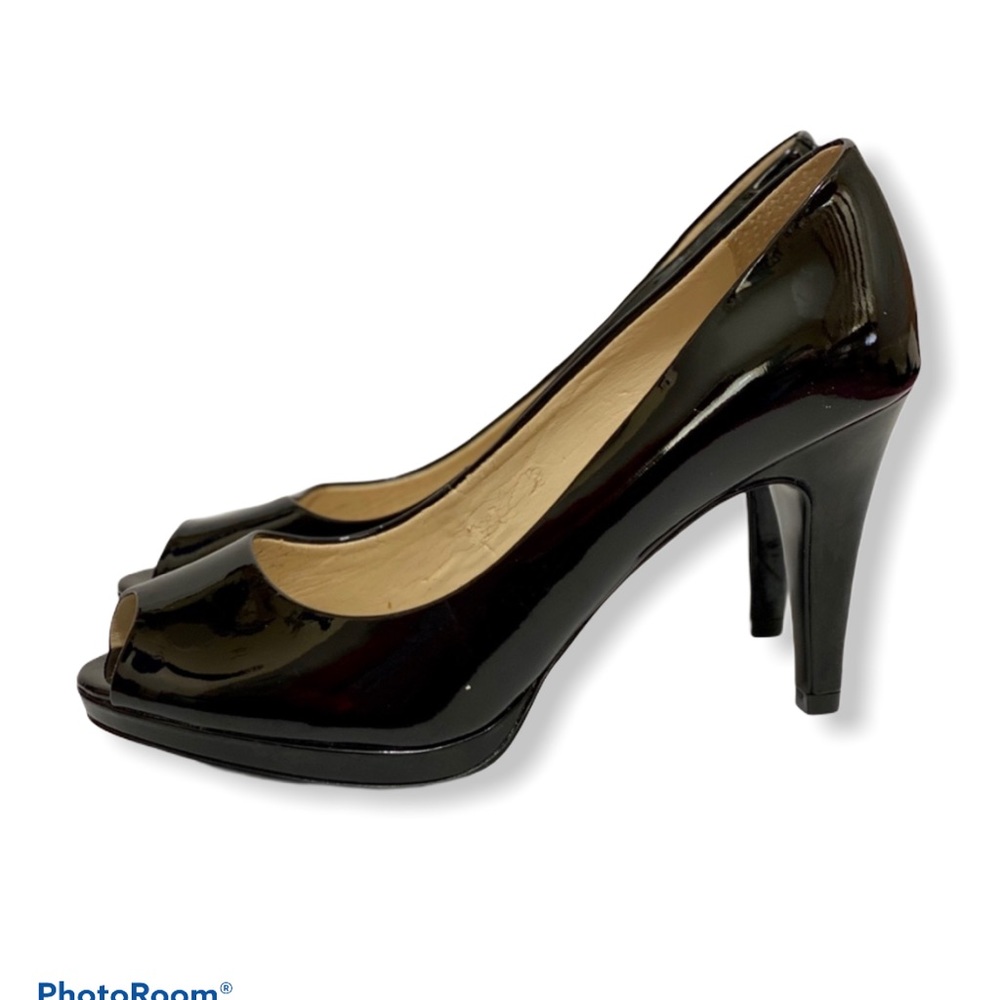 Anne Klein Peep Toe Black Heels 7.5